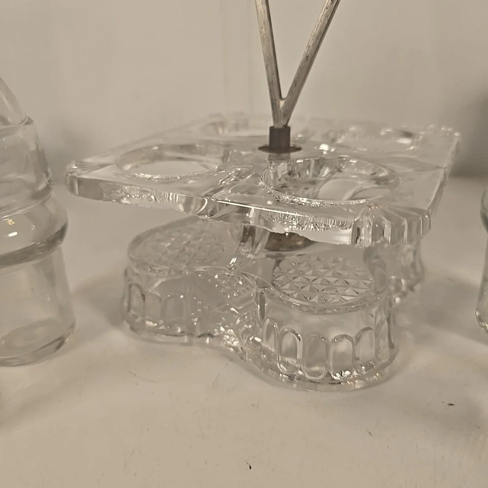 Salt & Pepper Shakers by Elson Glass Co Clear Blown Molded Caster Set 1800s Read